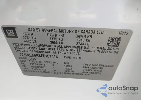 2014 Chevrolet Equinox Ls z USA, uszkodzony, nr VIN 2GNALAEK3E6161413